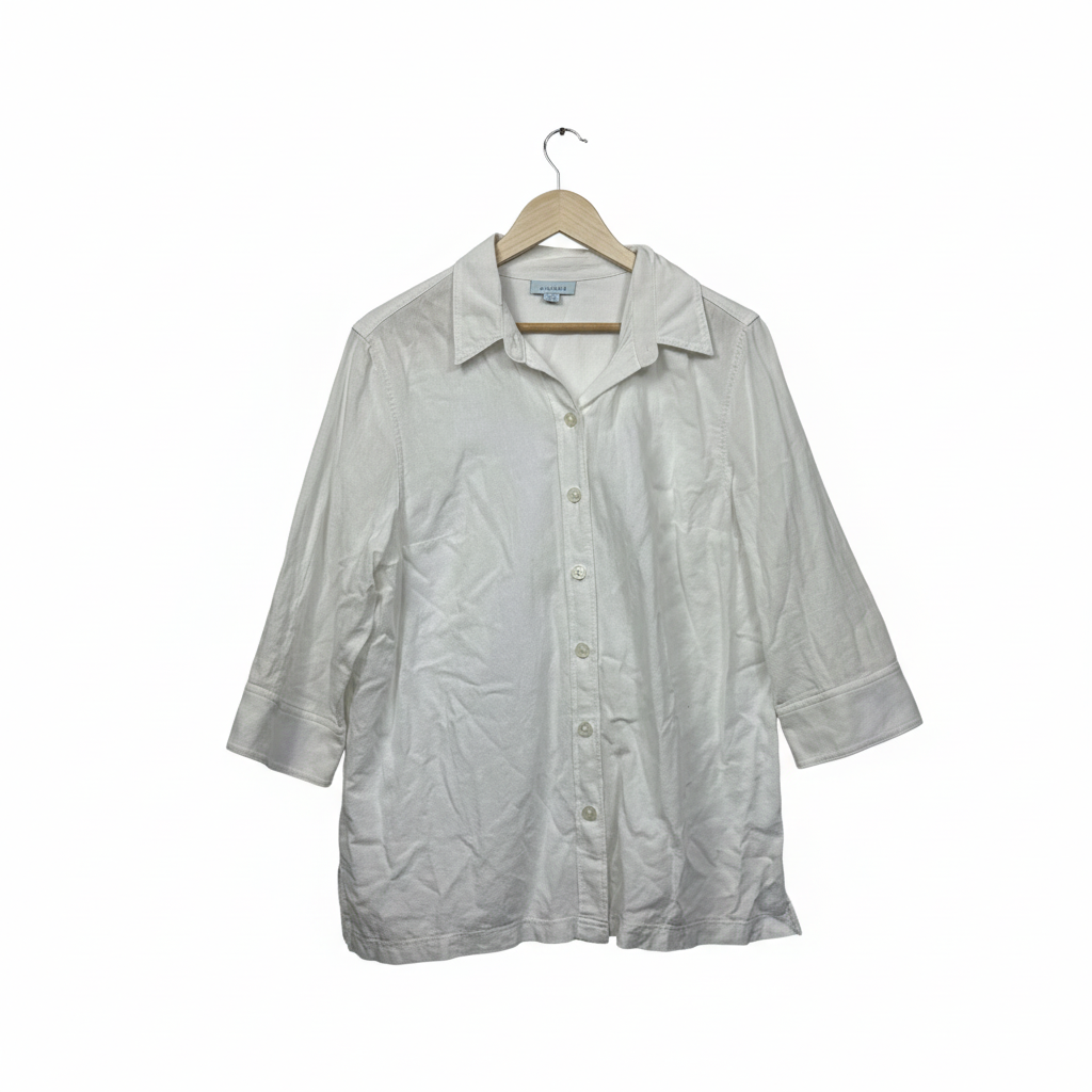 Wombat White Button Up Linen Shirt - Size XL