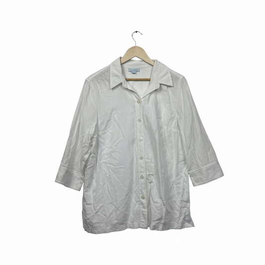 Wombat White Button Up Linen Shirt - Size XL