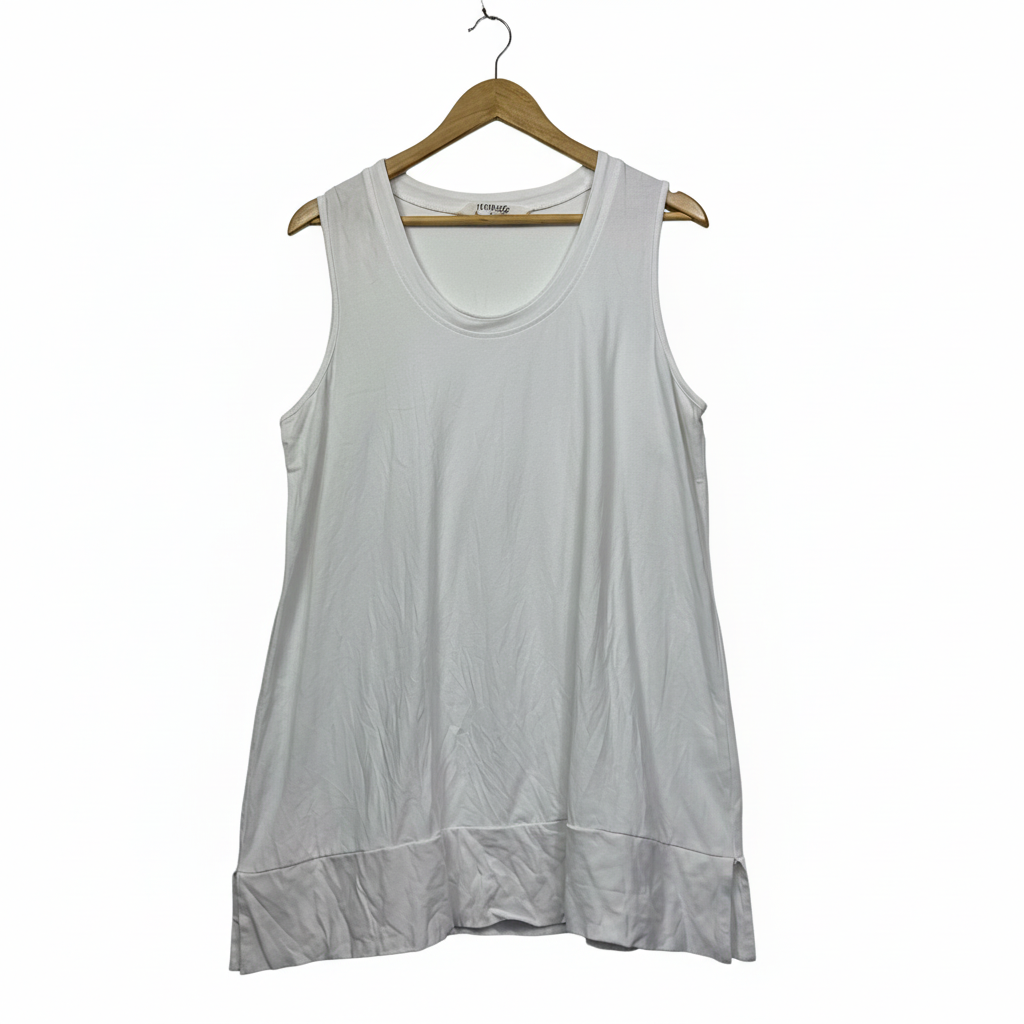 Virtuelle white sleeveless tunic top size AU 8 front view