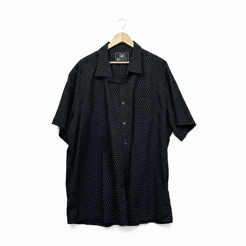 DBK Apparel Black Polka Dot Short Sleeve Shirt - Size 6XL
