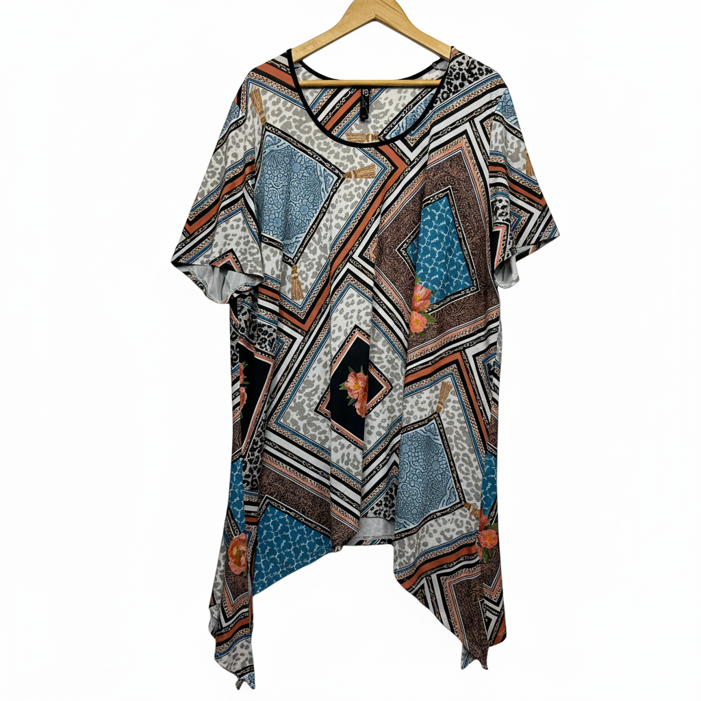 Taking Shape Multicoloured Print Tunic Top - Size 22/XL