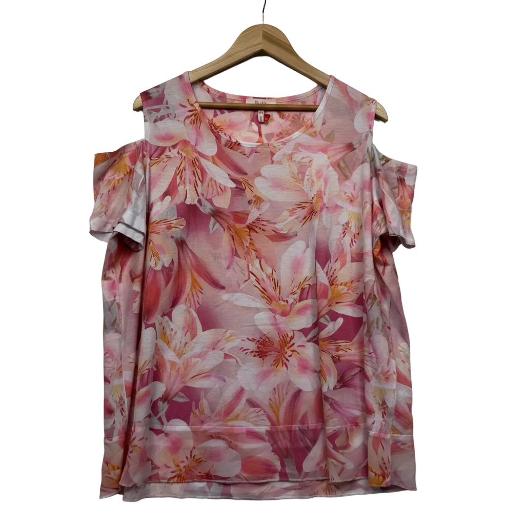 Millers Pink Floral Cold Shoulder Top - Size 20