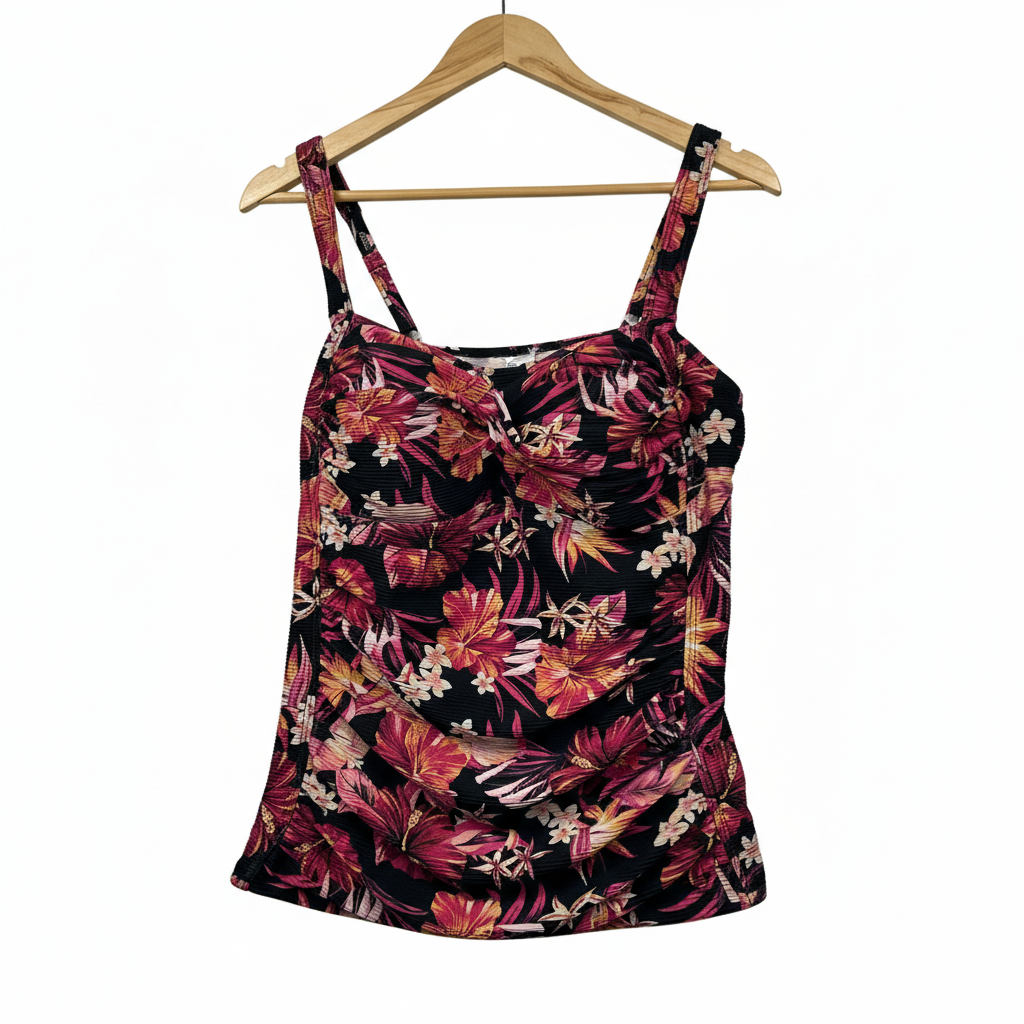 Anko Black Floral Tankini Top - Size 18