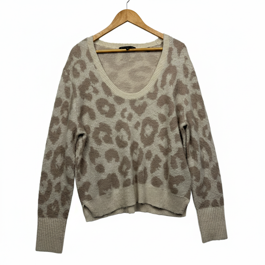 David Lawrence Beige Brown Animal Print Jumper - Front View