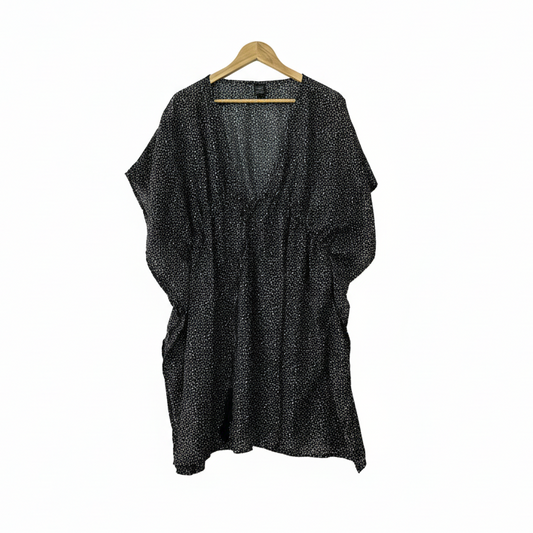 Edited Beach Black White Polka Dot Swim Cover Up Kaftan - Size 18-20