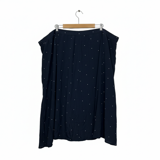 Autograph Navy White Spot Midi Skirt - Size 26