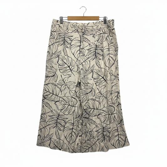 Anko Beige Leaf Print Linen Pant - Size 18 (fault - missing button)