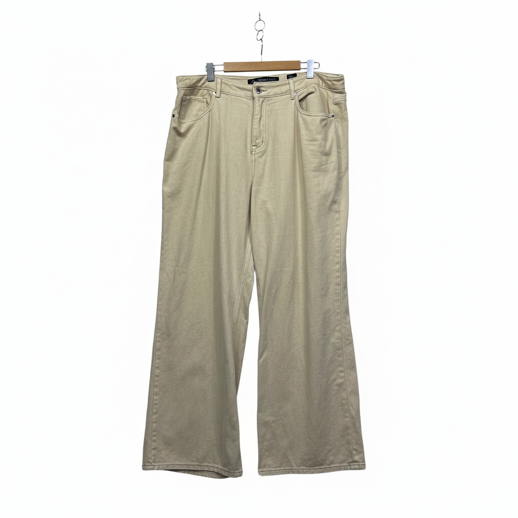 City Chic Beige Wide Leg Harley High Rise Jeans - Size 18R