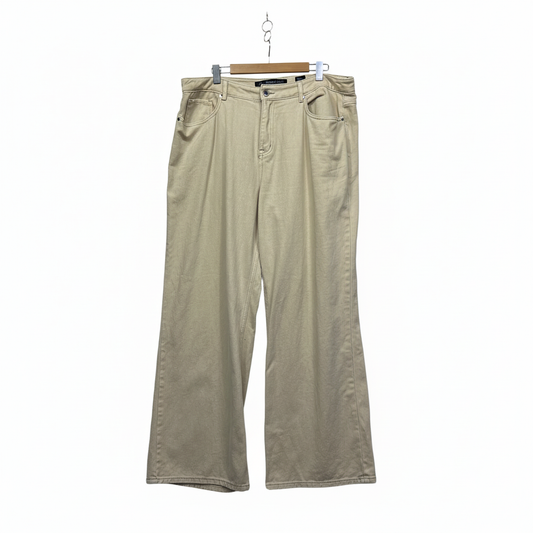 City Chic beige wide leg jeans back view