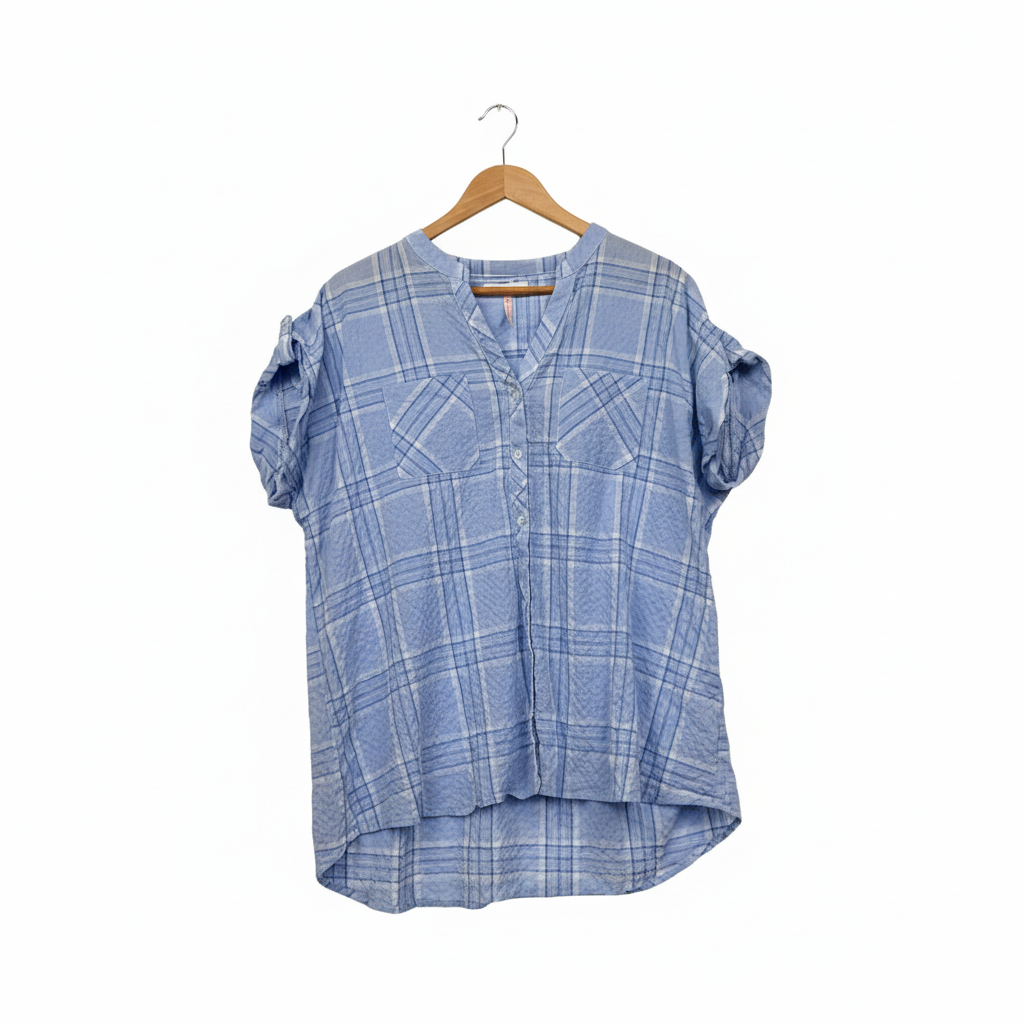 Millers Blue Plaid Short Sleeve Shirt Size 20