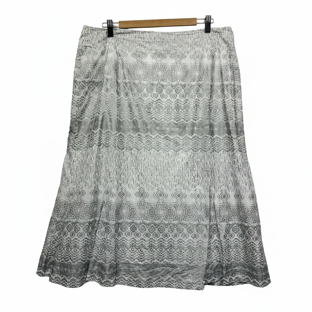 Noni B Grey and White Midi Length Skirt - Size 16