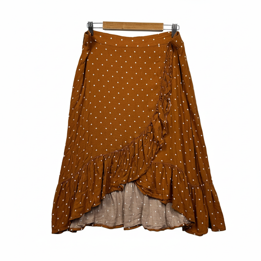 &me Rust Polka Dot Faux Wrap Skirt - Size 16