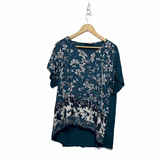 Autograph Teal Floral Print Short Sleeve Top 18/20?