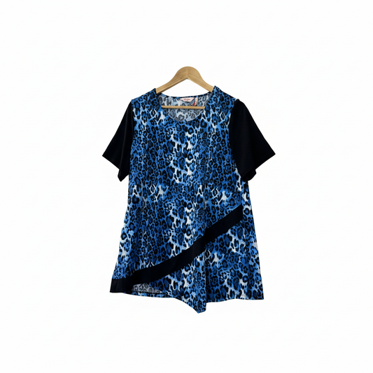 Millers Blue Black Leopard Print Top - Size 16