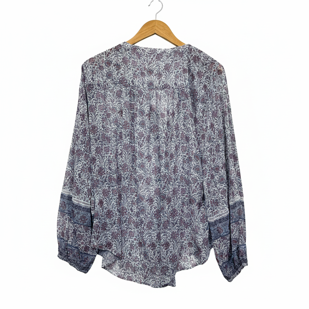 Just Jeans Grey Purple Floral Print Top - Material Label