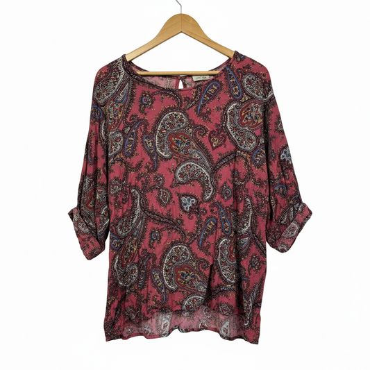 Tree of Life Burgundy Paisley Print Top - One Size