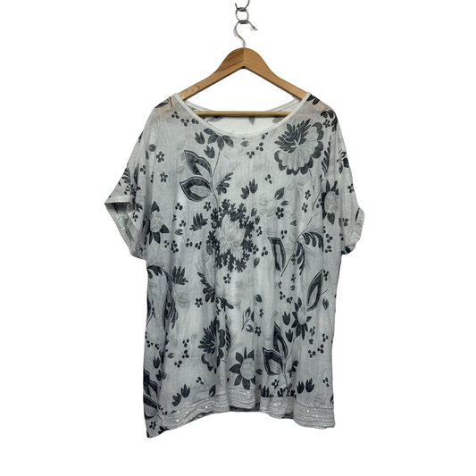 Floral Tunic Top with Sequin Hem Size 18 - 20