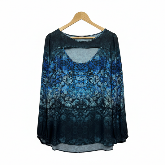 City Chic Blue Floral Print Top - Front View