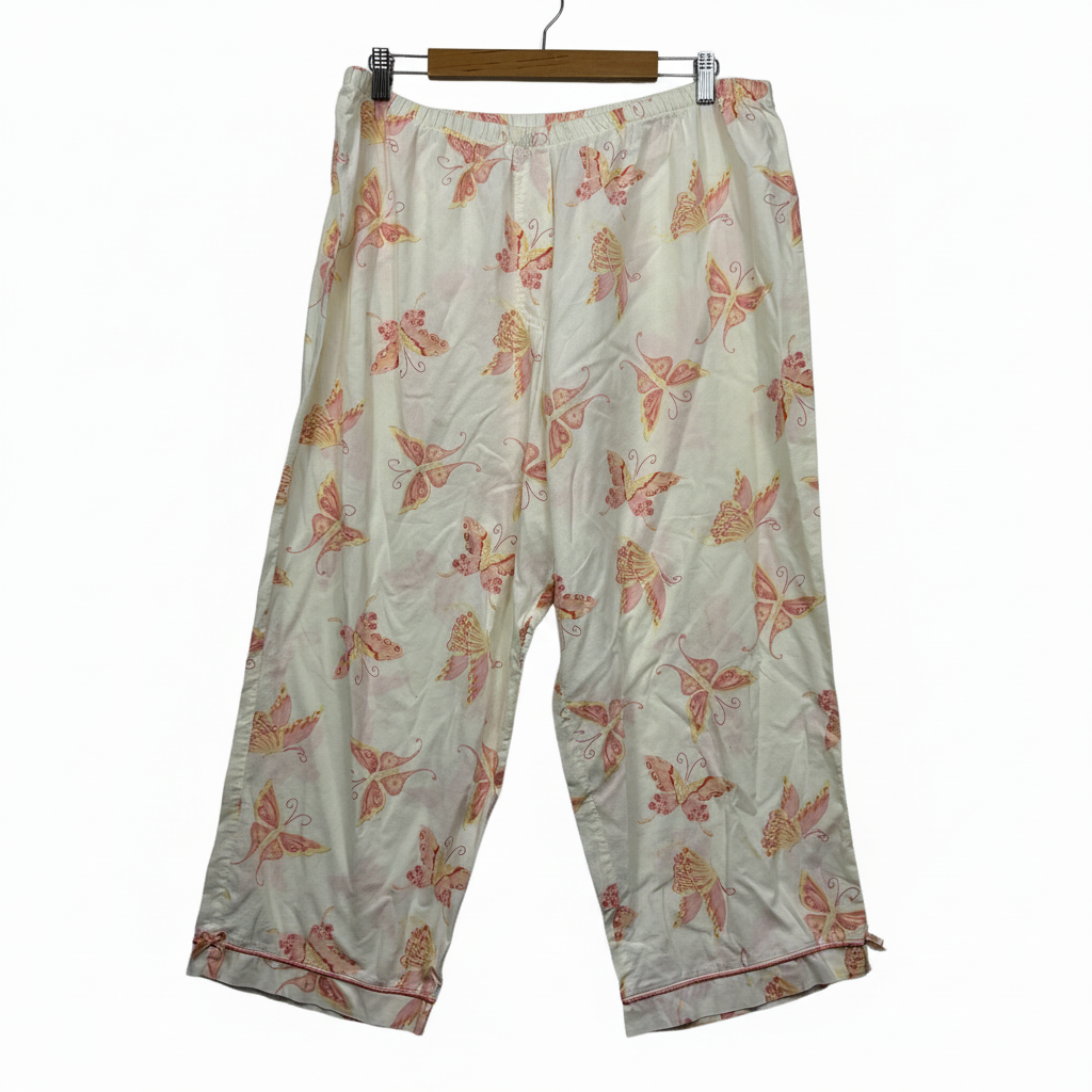 Sixteen Twentysix Cream Butterfly Print Capri Sleep Pants - Size 16