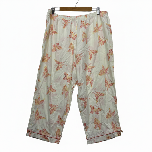 Sixteen Twentysix Cream Butterfly Print Capri Sleep Pants - Size 16