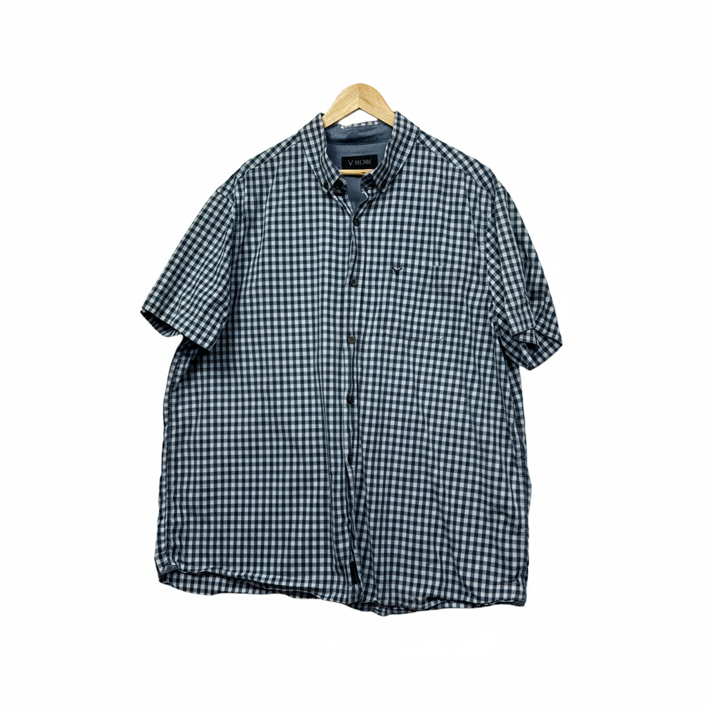Jack Stone Navy Gingham Mens Shirt - 3XL