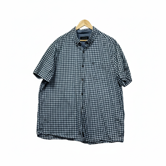 Jack Stone navy gingham shirt front view