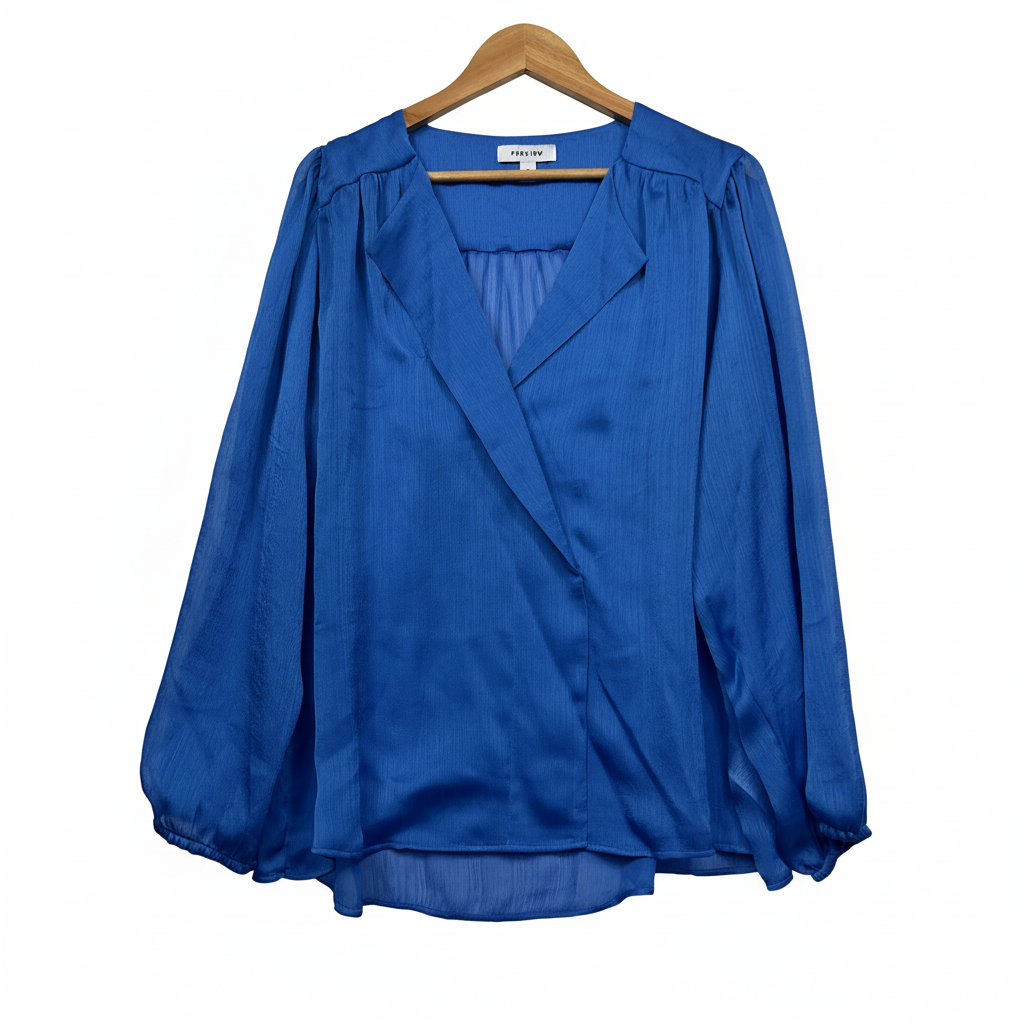 Preview Blue Balloon Sleeve Blouse - Size 18