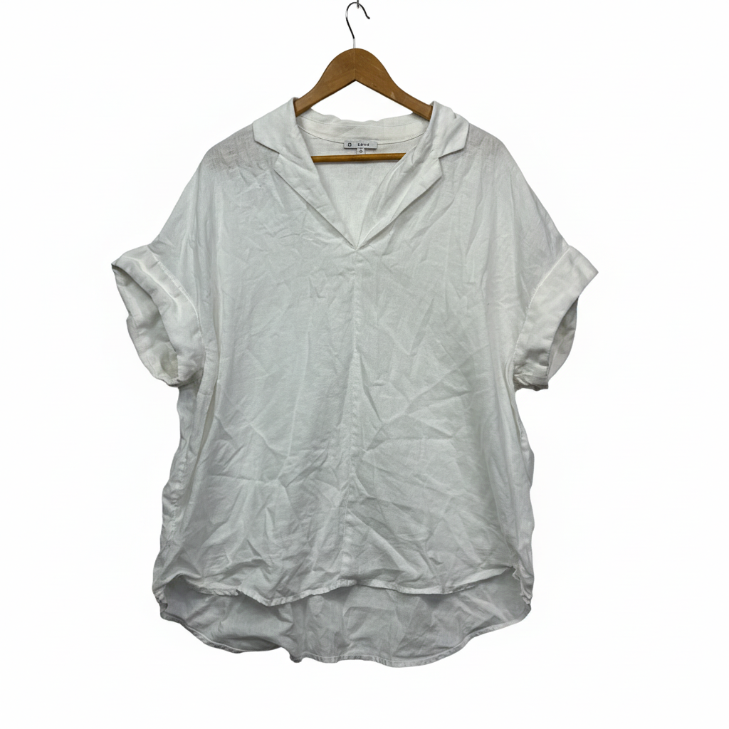 Target White Short Sleeve Linen Top - Size 16