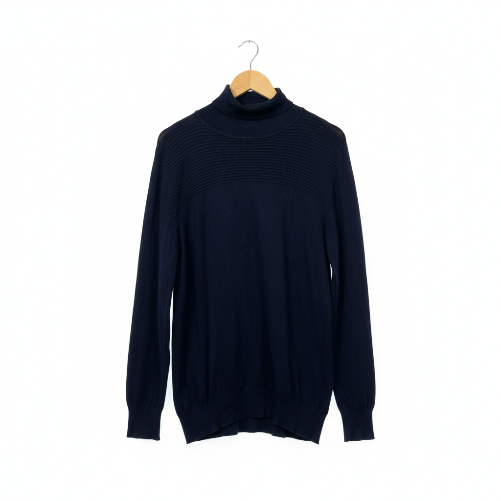 Millers Navy Ribbed Turtleneck Knit Jumper- Size XXL
