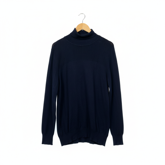 Millers Navy Ribbed Turtleneck Knit Jumper- Size XXL