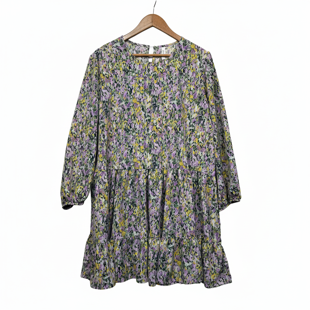 Grace multicoloured floral tiered dress front view