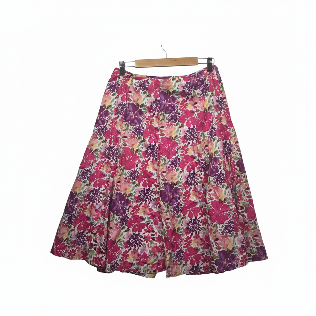 Jump Pink and Purple Floral A-Line Skirt - Size 12