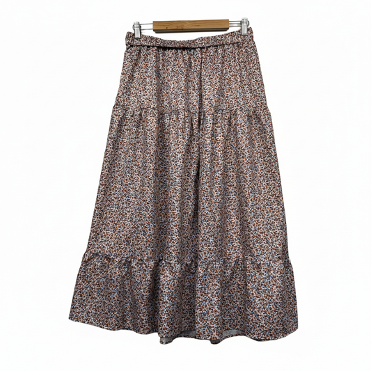 Shein brown blue floral tiered skirt size 3XL