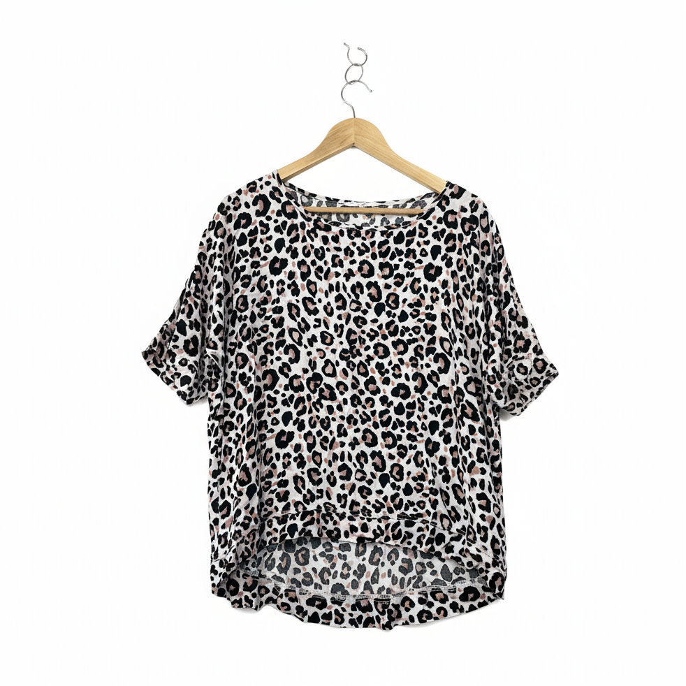 Label of Love Pink Black Leopard Print Top - Size M/L