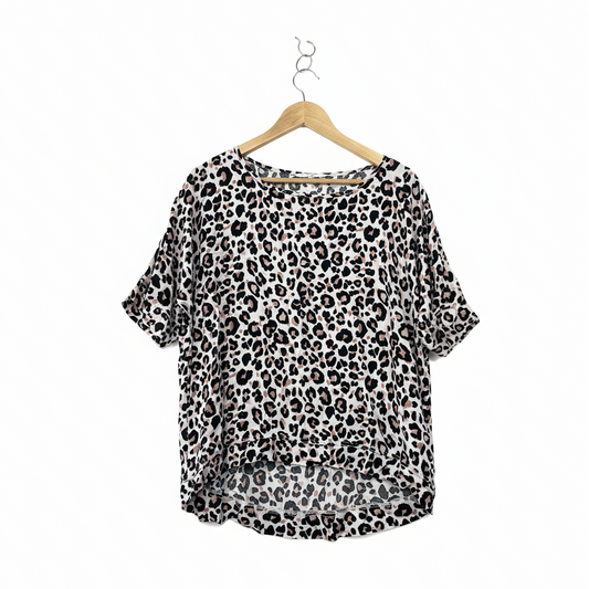 Label of Love Pink Black Leopard Print Top - Size M/L