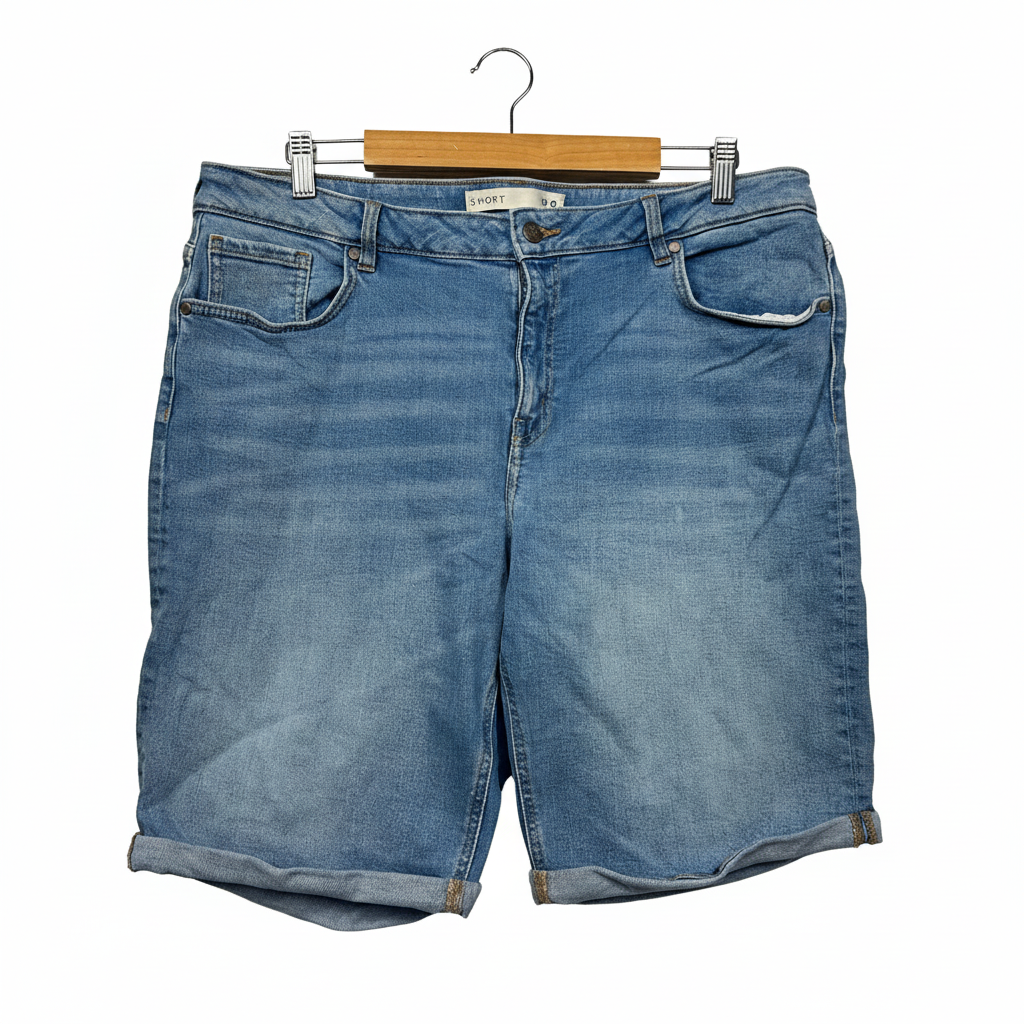 Blue denim shorts with rolled cuffs size 18