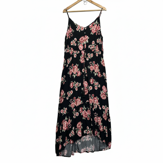 Jay Jays Black Floral Print Maxi Dress - Size 18