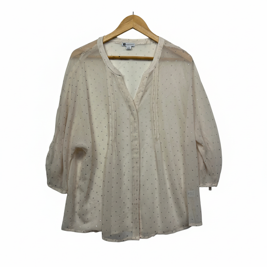 Rockmans Cream Embellished Top - Back View