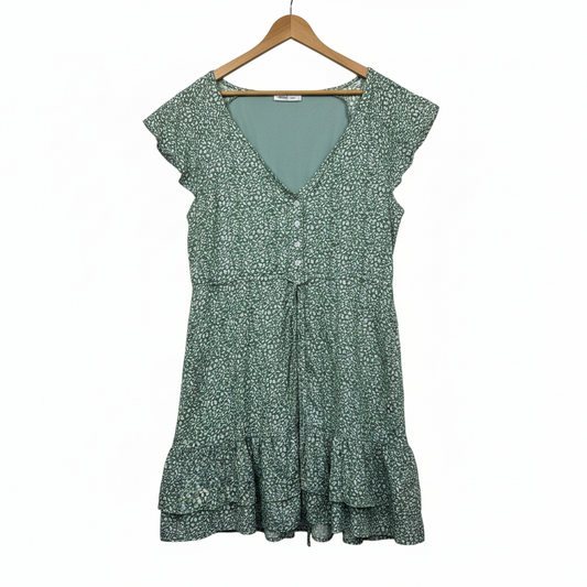 Ally Green Animal Print Dress - Size 14