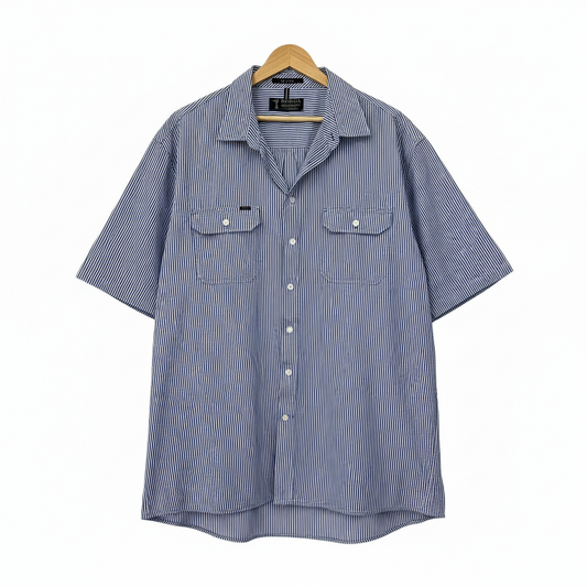 Pilbara Collection Navy White Striped Mens Shirt - Size 5XL