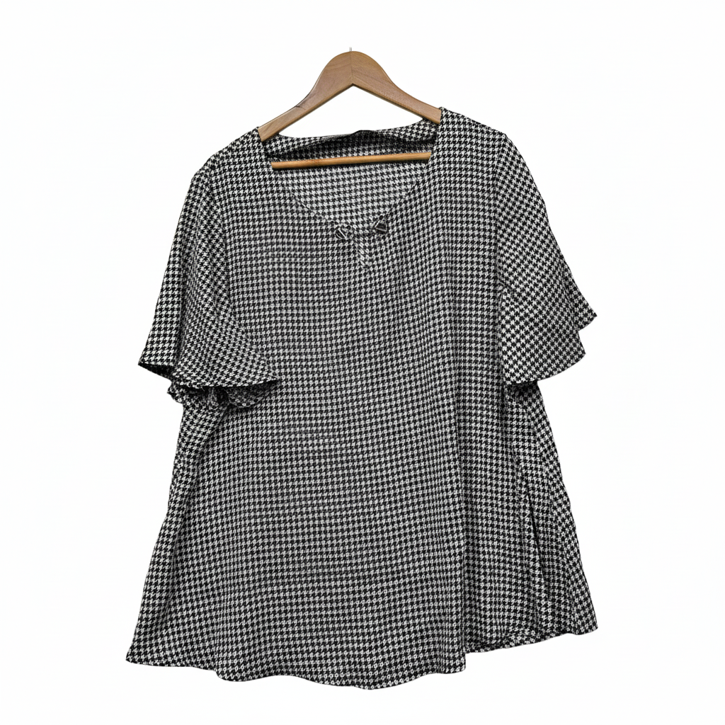 You + All Black and White Houndstooth Top - Size 24 front view