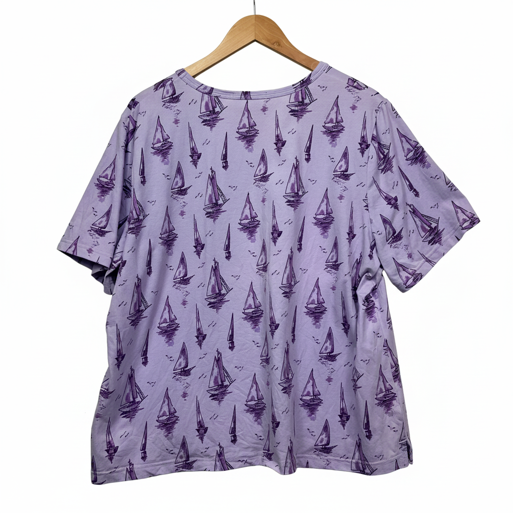 Victoria Hill Lilac Sailboat Print Top - Size 3XL brand label