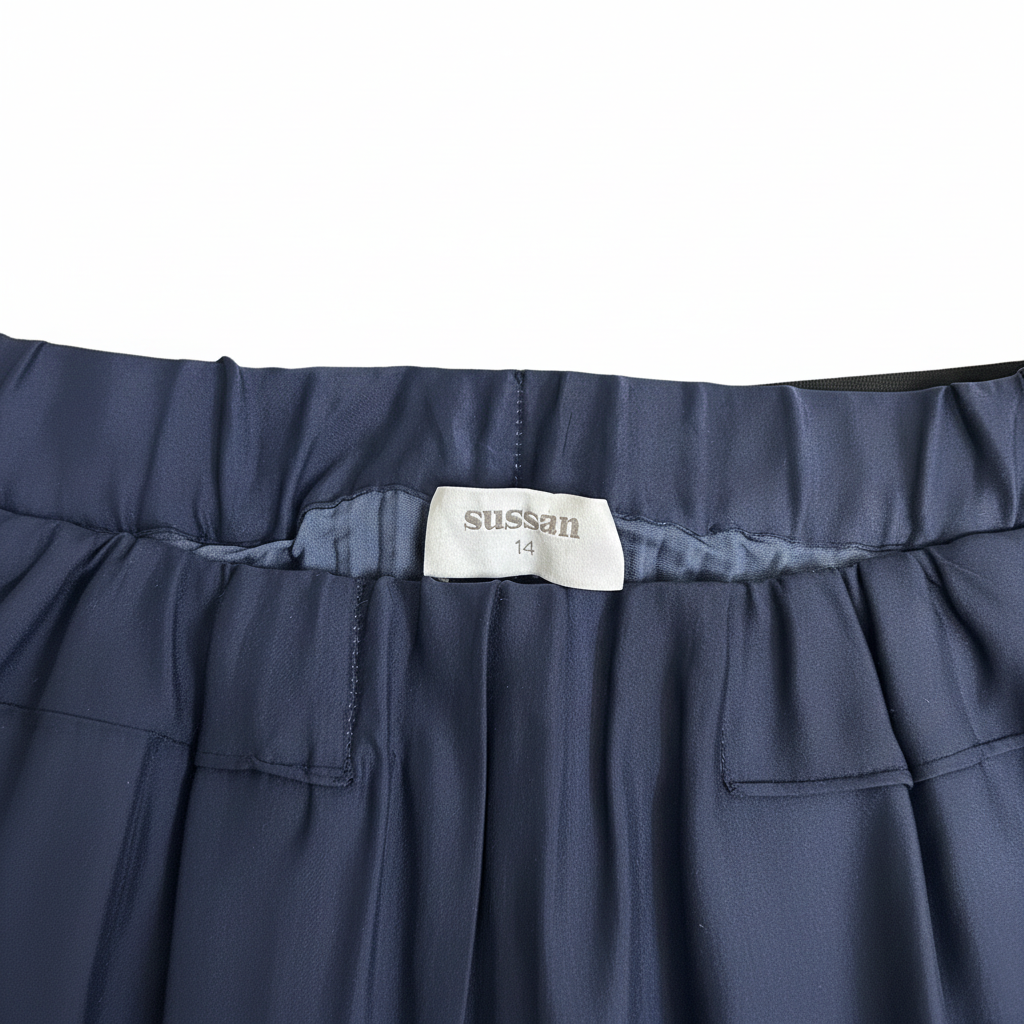 Sussan Navy Blue Pleated Midi Skirt - Size 14