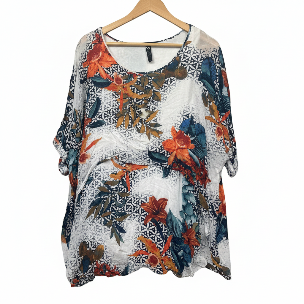 TS Multicoloured Tropical Print Top - Size S