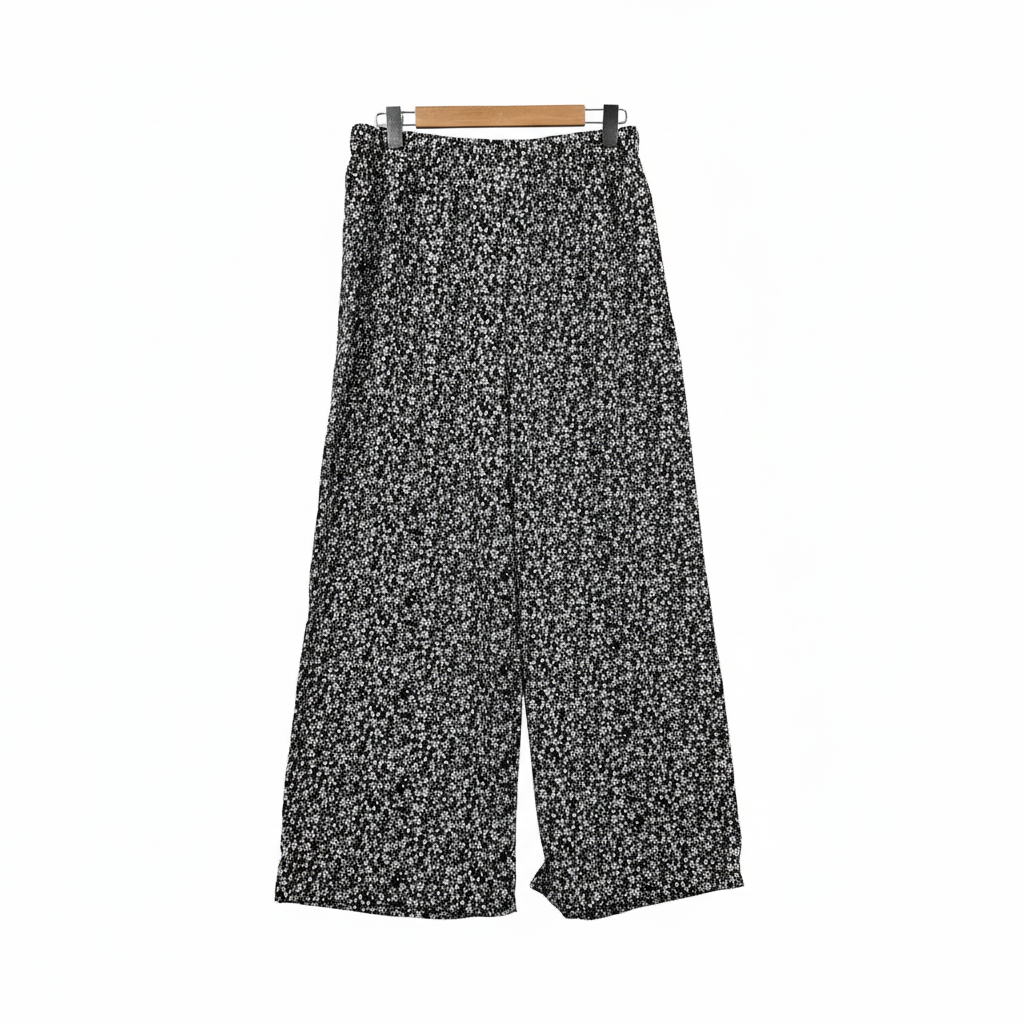 Shein Curve Black Floral Wide-Leg Pants - Size 0XL
