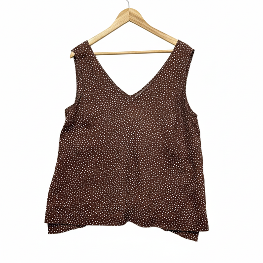 Sussan Brown Polka Dot Sleeveless Top Size 14
