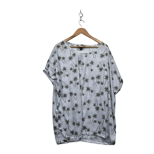 Beme White Palm Tree Print Top  - Size 24/XXL