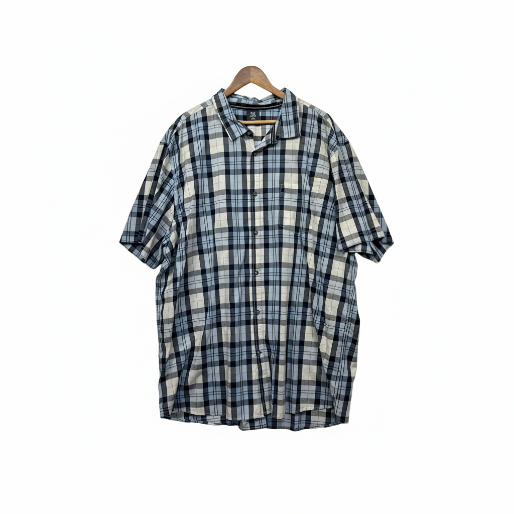 Big Joe Blue Grey Black Plaid Shirt Size 7XL