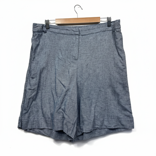 Blue Illusion grey linen blend shorts - front view