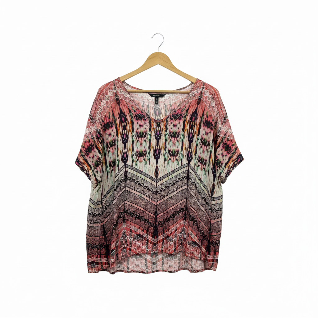 Rockmans Multicolour Print Tunic Top - Size 20